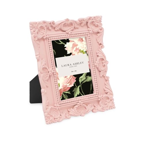 Laura Ashley Bilderrahmen, kunstvoll, handgefertigt, Kunstharz, mit Staffelei, für Tischplatte und Wand, dekoratives Blumendesign, Heimdekoration, Fotogalerie, Kunst und mehr, Rosa, 5 x 7,6 cm von Laura Ashley