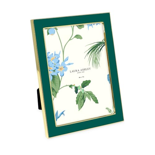 Laura Ashley Hunter Green Emaille-Bilderrahmen, goldfarbene Metallkante mit Staffelei, für Arbeitsplatte, Tischdisplay, Bücherregal, Schreibtisch, Wanddekoration, Fotogalerie (12,7 x 17,8 cm, Hunter von Laura Ashley