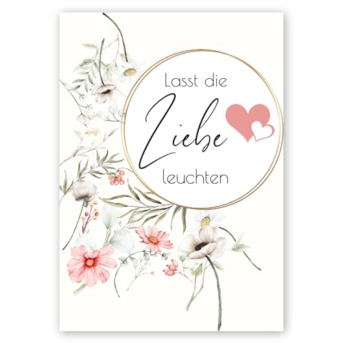 50 Stück Knicklichtschilder Hochzeit Schilder für Knicklichter "Lasst die Liebe leuchten" Design Flower aquarell von Laurea Verde