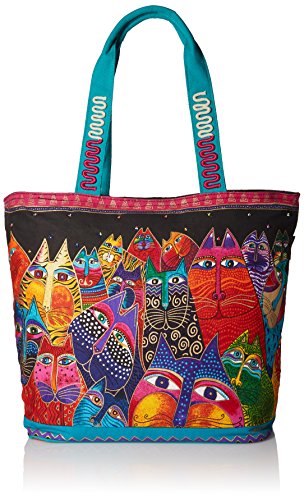 Laurel Burch Schulter Tote Zipper Top 19, 1/2, 6, 3/4-Zoll von 15 Zoll, fantasticats von Laurel Burch
