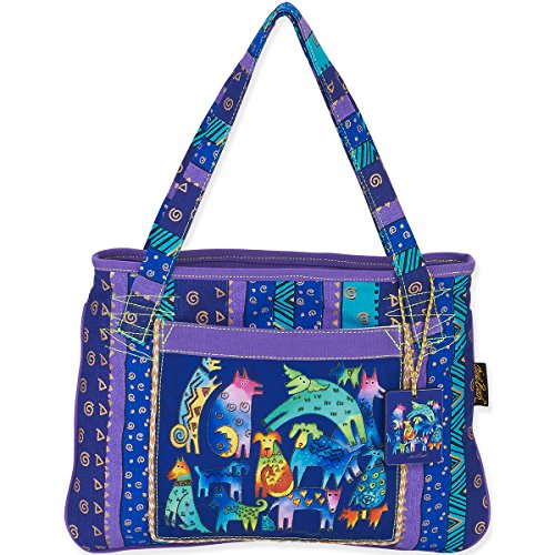 Zeckos Laurel Burch Mittelgroße Tragetasche, 38,1 x 27,9 cm, mythische Hunde, Porzellan, blau, L von Laurel Burch
