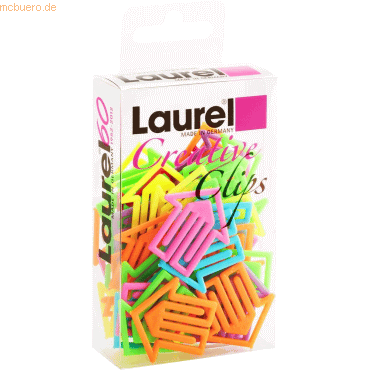 10 x Laurel Büroklammern Pfeilklip 30mm VE=50 Stück Leuchtfarben sorti von Laurel