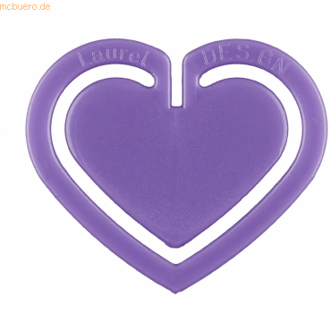 20 x Laurel Büroklammern Herzklip 30mm VE=12 Stück violett von Laurel