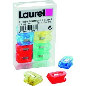 Laurel Briefklemmer Liliput 15x25mm VE=8 Stück Kristallfarben sortiert von Laurel