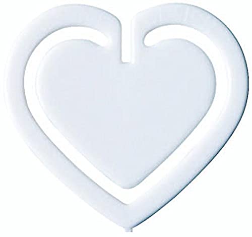 Laurel 1402-10 Büroklammer Herz-Klip aus Polystyrol, 30 mm, 100er Beutel, weiß von Laurel