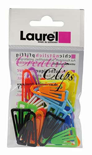 Laurel Büroklammer Plastiklips aus Polystyrol, 25 mm, SB-Beutel, grund/leuchtfarbig sortiert 0112-98 von Laurel