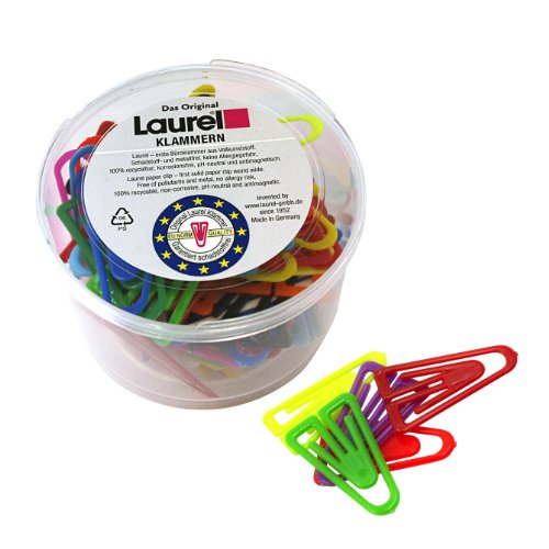 Laurel Büroklammern Plastiklips 60mm VE=75 Stück Grund- und Leuchtfarben sortiert von Laurel