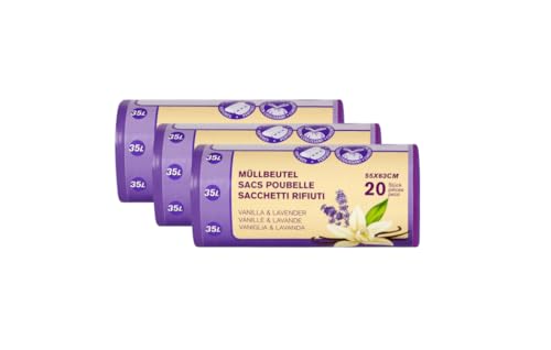 Müllbeutel Allzweckbeutel Reißfeste Müllbeutel mit Zugband 35L - Vanilla & Lavender 3 Rollen x 20 Beutel Müllbeutel Allzweckbeutel Reißfeste Müllbeutel mit Zugband 35L - Vanilla & Lavender 3 Rollen x 20 Beutel von Lauroo