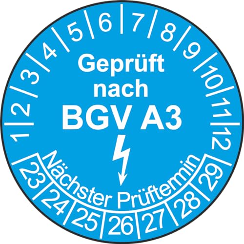 60 Stück Prüfplaketten Prüfetiketten BGV Ø 20mm oder 30mm Plaketten (20 mm Durchmesser, blau) von Lausitzwerbung