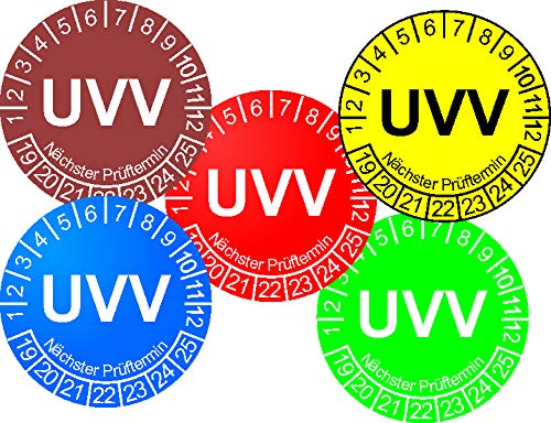 60 Stück Prüfplaketten Prüfetiketten UVV Ø 20mm oder 30mm Plaketten (20 mm Durchmesser, gelb) von Lausitzwerbung