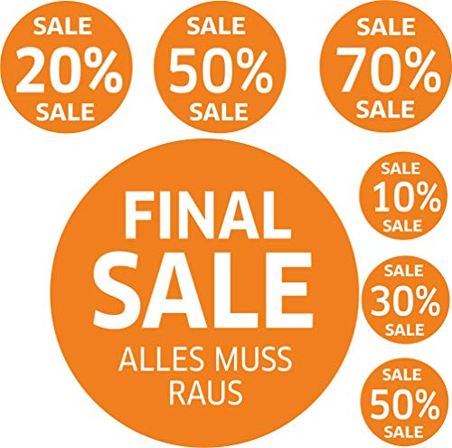 7 Aufkleber SALE% Schaufenster Rabatt Ausverkauf Raus SSV WSV Prozent 7 Aufkleber SALE% Schaufenster Rabatt Ausverkauf Raus SSV WSV Prozent von Lausitzwerbung