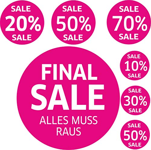 7 Stk. Aufkleber SALE% Schaufenster Rabatt Ausverkauf SSV WSV Prozent 7 Stk. Aufkleber SALE% Schaufenster Rabatt Ausverkauf SSV WSV Prozent von Lausitzwerbung