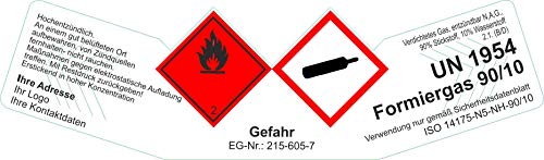 Gefahrgut Aufkleber Etikett Label Formiergas 90/10 verdichtetes Gas UN 1954 EG-Nr.:215-605-7 Wunschadresse individuelle Adresse Logo (6) von Lausitzwerbung