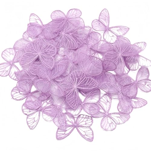60 Stück Lavendel Schmetterling Spitze Applikation Patches Organza Schmetterling Aufnäher Applikation für DIY Handwerk Hochzeit Kleid Kleidung Verzierung Haarschmuck Dekorationen von Lauthen.S