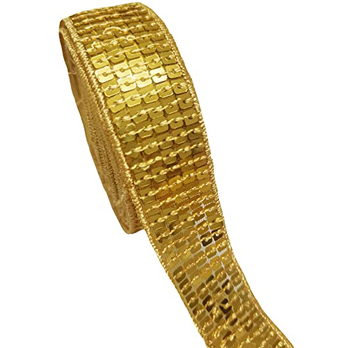 Lauthen.S 20 Meter Paillettenbesatz, 4 Reihen 2,5 cm Paillettenband, Nähborte für Bastelarbeiten, Kleidung, Nähen, Verzierung, Gold Lauthen.S 20 Meter Paillettenbesatz, 4 Reihen 2,5 cm Paillettenband, Nähborte für Bastelarbeiten, Kleidung, Nähen, Verzierung, Gold von Lauthen.S