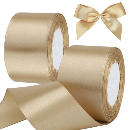 2 Bände Satinband Champagner-Gold 50mm, 23 Meters Dekoration Geschenkband Fein Schleifenband, Stoffband für Luftballons, Hochzeit, und Geburtstag Geschenke Der Valentinstag Verpackung von Geschenken 2 Bände Satinband Champagner-Gold 50mm, 23 Meters Dekoration Geschenkband Fein Schleifenband, Stoffband für Luftballons, Hochzeit, und Geburtstag Geschenke Der Valentinstag Verpackung von Geschenken von Lauviomify