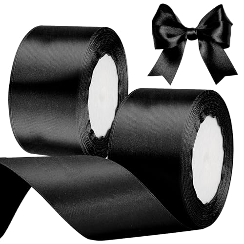 2 Bände Satinband Schwarz 50mm, 23 Meters Dekoration Geschenkband Fein Schleifenband, Stoffband für Luftballons, Hochzeit, Taufe und Geburtstag Geschenke Der Valentinstag Verpackung von Geschenken 2 Bände Satinband Schwarz 50mm, 23 Meters Dekoration Geschenkband Fein Schleifenband, Stoffband für Luftballons, Hochzeit, Taufe und Geburtstag Geschenke Der Valentinstag Verpackung von Geschenken von Lauviomify