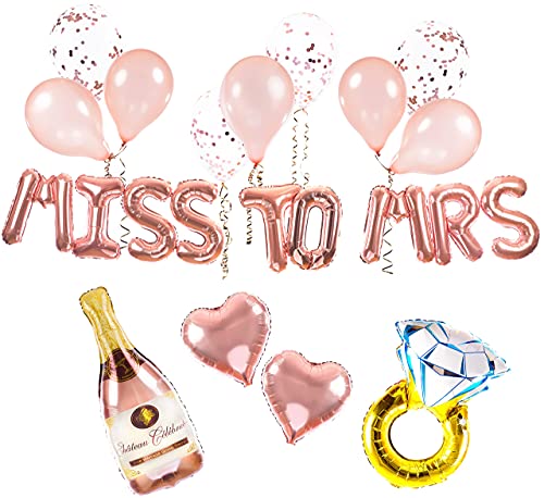 Junggesellinnenabschiedsdekoration „Miss to Mrs“ 25-teiliges Set „Miss to Mrs“-Luftballons Konfetti-Luftballons roségoldenes Band aufblasbares Strohhalm. Junggesellinnenabschiedsparty für Junggesellinnenabschiedsdekoration „Miss to Mrs“ 25-teiliges Set „Miss to Mrs“-Luftballons Konfetti-Luftballons roségoldenes Band aufblasbares Strohhalm. Junggesellinnenabschiedsparty für von LavaRose
