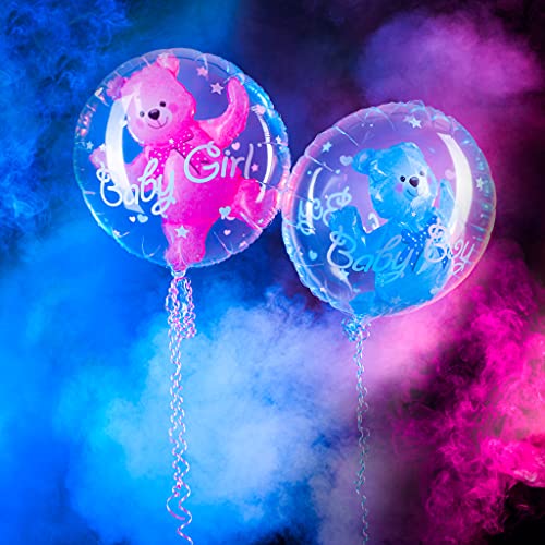 LavaRose Babyparty-Dekorationen Baby Geburtstag Luftballons Taufe Dekorationen mit aufblasbarem Teddy innen und Band. 61 cm Ballon Wählen Sie Junge oder Mädchen (gemischt, 2 Stück) von LavaRose