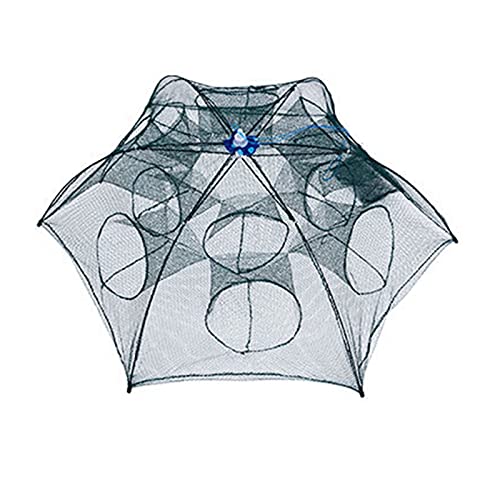Faltbares und einziehbares Fischernetz, automatisches Fischernetz, Garnelenkäfig, Nylon, Faltbare Fischfalle, Gussnetz (6 Seiten, 12 Löcher) von Lavendre