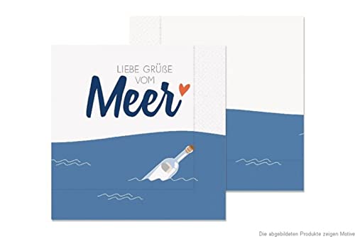 LaVida - 130824 - Lunch Servietten, Papier, 20 Stück, Flaschenpost, Liebe Grüße vom Meer, 16.5cm c 16,5cm von Lavida