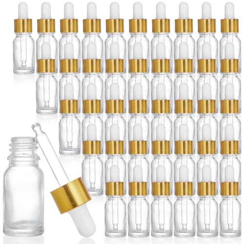 Lawei 40 Stück Mini Pipettenflasche 10ml Transparente Glasflaschen mit Pipetten, Transparent Boston Fläschchen mit Pipette Set für Ätherische Öle Parfüm Öle Duftöl Probe von Lawei