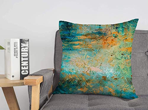 Überwurf-Kissenbezug, ockerfarben, gemischt, abstrakte Kreation, Öl-Acrylfarbe, weiß auf rissiger, strukturierter, pastoser Leinwand, Alter Grunge, gemütliche Kissenbezüge, 45,7 x 45,7 cm, für Bett, Überwurf-Kissenbezug, ockerfarben, gemischt, abstrakte Kreation, Öl-Acrylfarbe, weiß auf rissiger, strukturierter, pastoser Leinwand, Alter Grunge, gemütliche Kissenbezüge, 45,7 x 45,7 cm, für Bett, von Lawenp