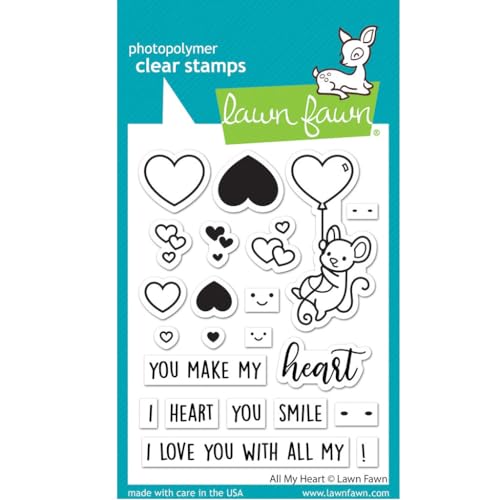 LAWN FAWN LF3017 All My Heart Stempel-Set, transparent, 7,6 x 10,2 cm von Lawn Fawn