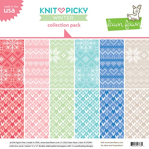 Lawn Fawn, Knit picky Winter Collection Pack, 12"x12" / 30,05x30,5cm, Block 12 Blatt von Lawn Fawn