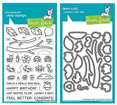 Lawn Fawn A Bug Deal 4”x6” Clear Stamp Set and Coordinating Custom Craft Die Set (LF2221 LF2222), Bundle of 2 Items von Lawn Fawn