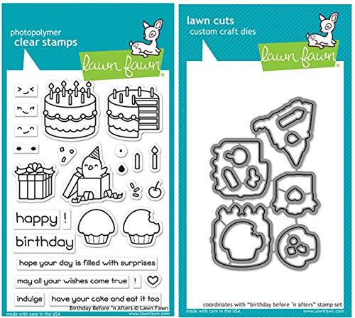 Lawn Fawn Birthday Before 'n Afters Clears Stamps and Coordinating Custom Craft Dies, Bundle of Two Items (LF1958,LF1959) von Lawn Fawn