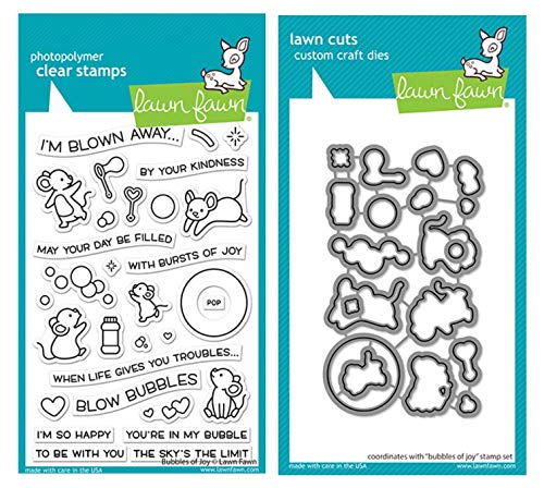 Lawn Fawn Bubbles of Joy 4x6 Clear Stamp Set and Coordinating Dies, Bundle of 2 Items (LF2500, LF2501) von Lawn Fawn