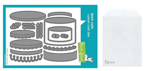 Lawn Fawn Build-A-Cake Stanzformen-Set mit Carnora Aufbewahrungstasche, Metall-Stanzformen für Kartenherstellung, 15,2 x 21,6 cm von Lawn Fawn