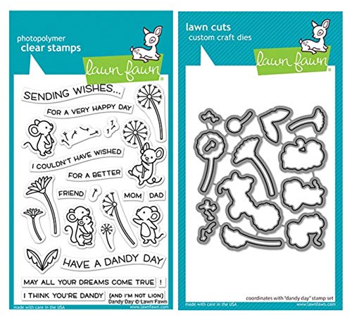 Lawn Fawn Dandy Day 4”x6” Clear Stamp Set and Coordinating Custom Craft Die Set (LF2217, LF2218), Bundle of 2 Items von Lawn Fawn