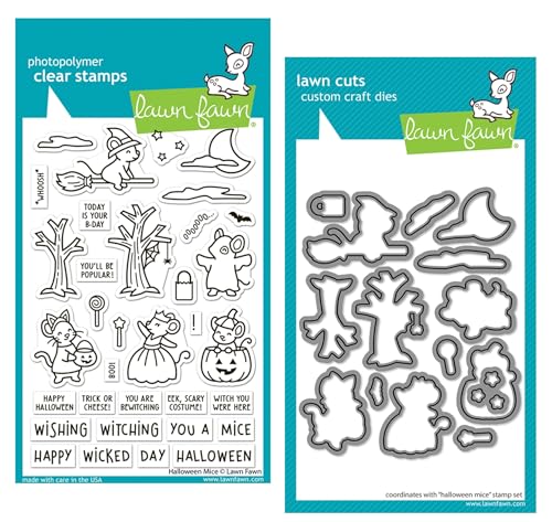 Lawn Fawn Halloween-Mäuse, 10,2 x 15,2 cm, transparentes Stempel-Set, passende Stanzformen, 2 Stück Lawn Fawn Halloween-Mäuse, 10,2 x 15,2 cm, transparentes Stempel-Set, passende Stanzformen, 2 Stück von Lawn Fawn