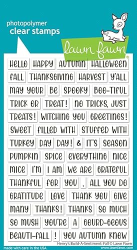 Lawn Fawn Henry's Build-A-Sentiment LF3861 Stempel, transparent, Herbst- und Halloween-Sätze, 10,2 x 15,2 cm Lawn Fawn Henry's Build-A-Sentiment LF3861 Stempel, transparent, Herbst- und Halloween-Sätze, 10,2 x 15,2 cm von Lawn Fawn