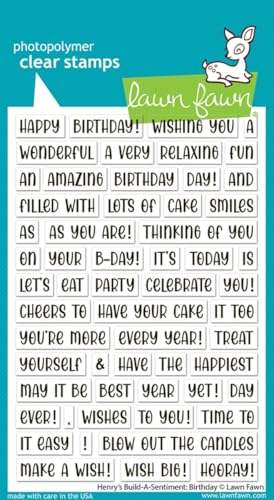 Lawn Fawn LF3776 Henry's Build-A-Sentiment: Birthday 10,2 x 15,2 cm, transparentes Stempel-Set Lawn Fawn LF3776 Henry's Build-A-Sentiment: Birthday 10,2 x 15,2 cm, transparentes Stempel-Set von Lawn Fawn