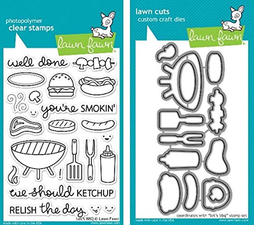 Lawn Fawn Let's BBQ Clear Stamp and Die Set - Includes One Each of LF889 (Stamp) & LF890 (Die) - Bundle of 2 by von Lawn Fawn