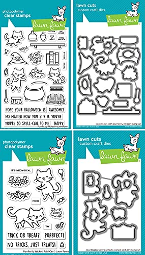 Lawn Fawn - Purrfectly Wicked Stamps and Dies & Purrfectly Wicked Add-On Stamps and Dies - 4 Item Bundle von Lawn Fawn