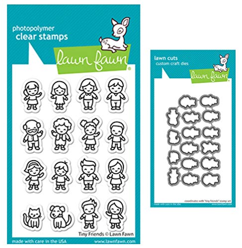 Lawn Fawn Tiny Friends 3x4 Clear Stamp and Coordinating Dies, Bundle of 2 Items (LF2506, LF2507) von Lawn Fawn