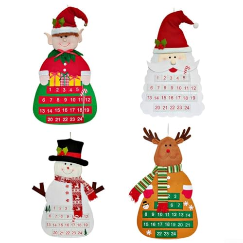 Filz Weihnachtsmann Adventskalender zum Aufhängen an der Wand und Festfeier zu Hause (A) von Lawnoval