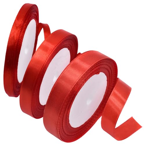 3 Rollen Red Satin Ribbon 1/4, 3/8, 5/8in x 25 Meter Doppelgesicht rot von Lawnrden