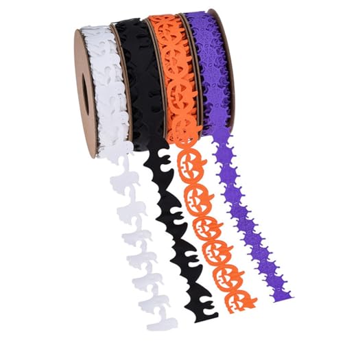 4 Rollen Halloween Ribbon 10.9 Yards geprägt Halloween Dekorationen Kürbis, Fledermaus, Geister, Spinnenmiete Handwerksbänder für Geschenkverpackung DIY -Kranzdekorationen, Handwerks 4 Rollen Halloween Ribbon 10.9 Yards geprägt Halloween Dekorationen Kürbis, Fledermaus, Geister, Spinnenmiete Handwerksbänder für Geschenkverpackung DIY -Kranzdekorationen, Handwerks von Lawnrden