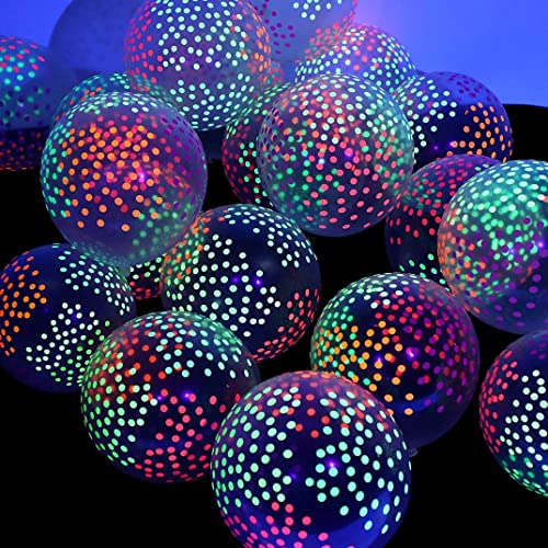 50 Stücke Neon Glühballons Blacklight reaktive fluoreszierende Mini -Polka -Punkte Luftballons Blacklight Party Balloons im dunklen Neon -Latex -Luftballons Erzparty Decorationon, von Lawnrden