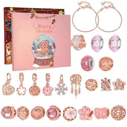 Adventskalender Armband 24 Tage Weihnachts -Countdown Charm Armband Adventskalender 2025 Rose Gold Legierung Weihnachten für Kinder, Mädchen, Teenager |.Kalender Adventskalender Armband 24 Tage Weihnachts -Countdown Charm Armband Adventskalender 2025 Rose Gold Legierung Weihnachten für Kinder, Mädchen, Teenager |.Kalender von Lawnrden