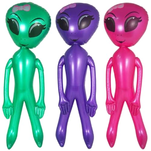 Aufblasbare Alien 3PCS 49x15 Zoll Riesen PVC süße bunte Blow -Up -Alien für Geburtstagsfeier Gefälligkeiten Halloween Dekorationen |.Dekor von Lawnrden