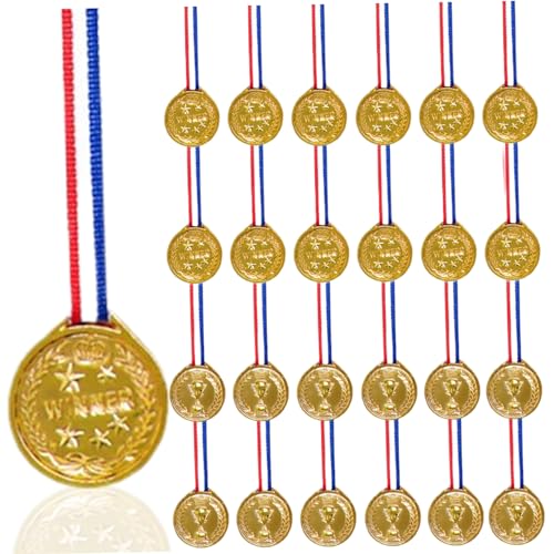 Lawnrden Goldmedaillen für Kinder, 24 -pcs -Plastiksieger -Medaillen, 1. Platzmedaillen mit Riemen, Auszeichnungsmedaillen für Sport, Wettbewerbe, Party - 1,5x1,7 Zoll von Lawnrden