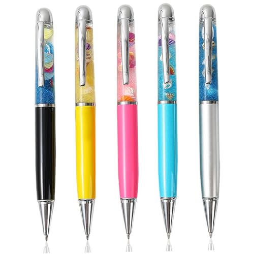Lawnrden Kugelschreiber, 5pcs schwarze Tinte, 1 mm Edelstahlstockstifte mit Clip und innere schwimmende Flüssigkeit 6 lange, abnehmbare abnehmbare Absenkung für die Schule, Büro von Lawnrden