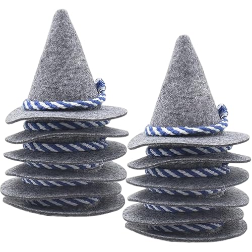 Lawnrden Oktoberfest Dekorative Seppel Hut, 12pcs Mini Hexenhüte, Filzzauberer Hut, Weinflaschendekor für Party bevorzugt DIY -Accessoires Handwerkshandwerk von Lawnrden