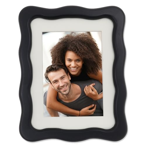 Lawrence Frames Wavy Design Bilderrahmen aus mattiertem Holz, Schwarz, 12,7 x 17,8 cm von Lawrence